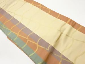 縞に瓦模様織出し名古屋帯